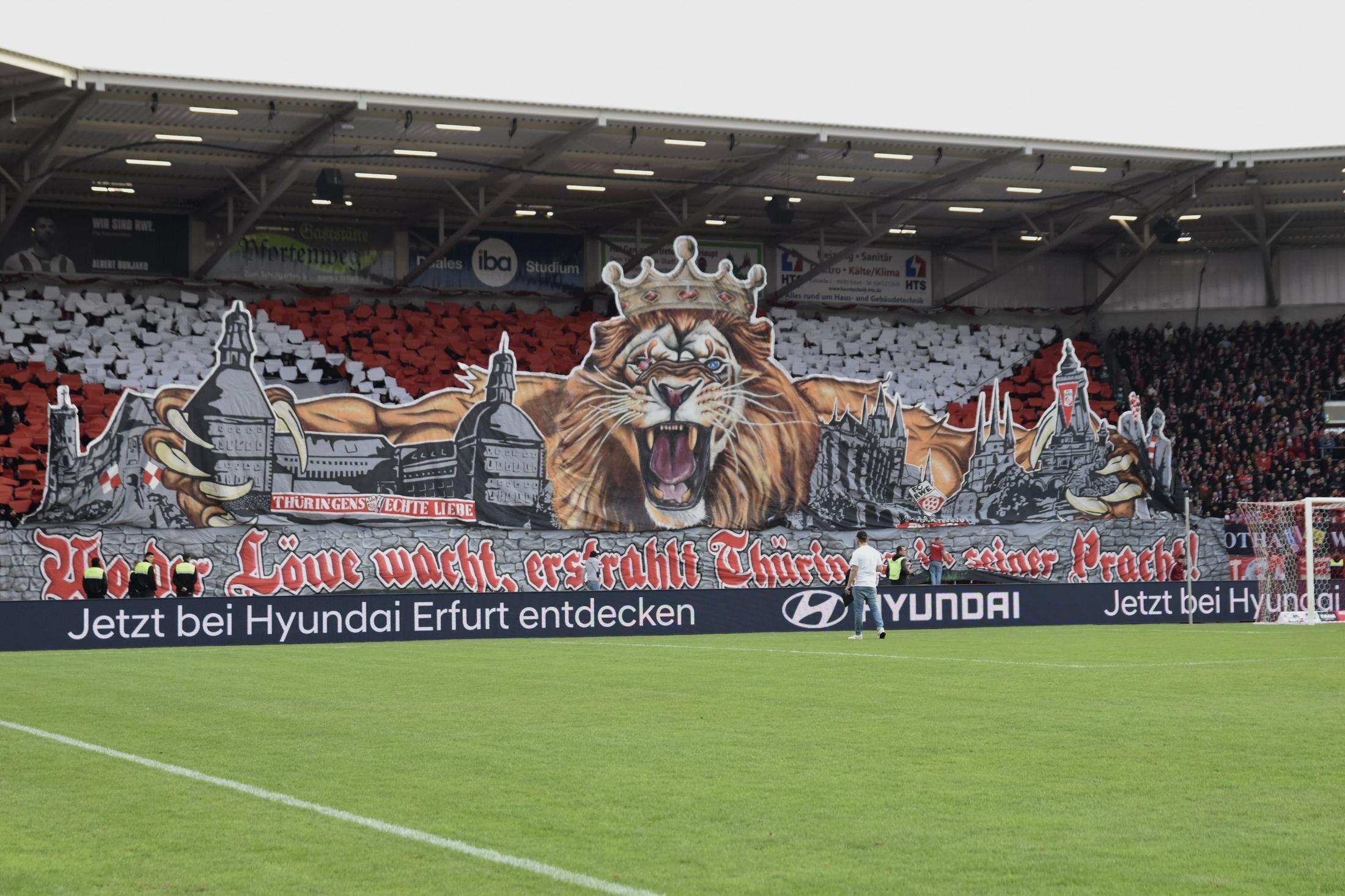 Choreografie der Fans im Steigerwaldstadion
